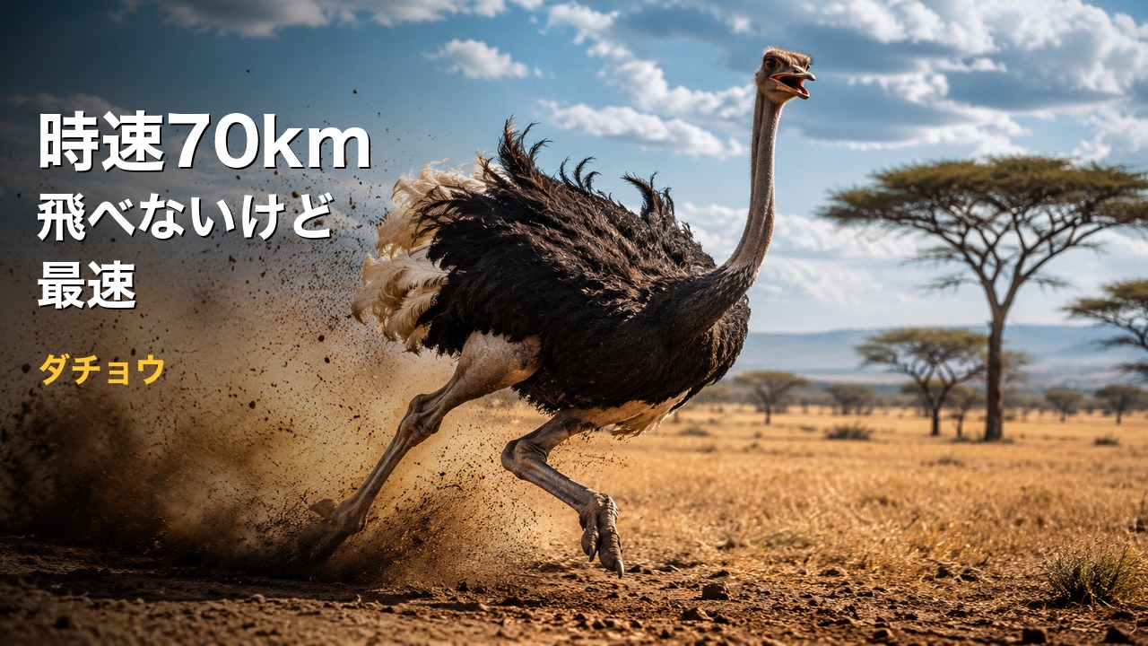 全力疾走するダチョウ